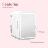 Mini Makeup Fridge With Dimmable LED Light Mirror