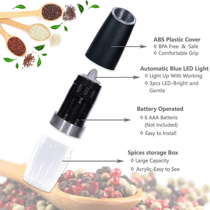 Automatic Electric Gravity Induction Salt & Pepper Grinder